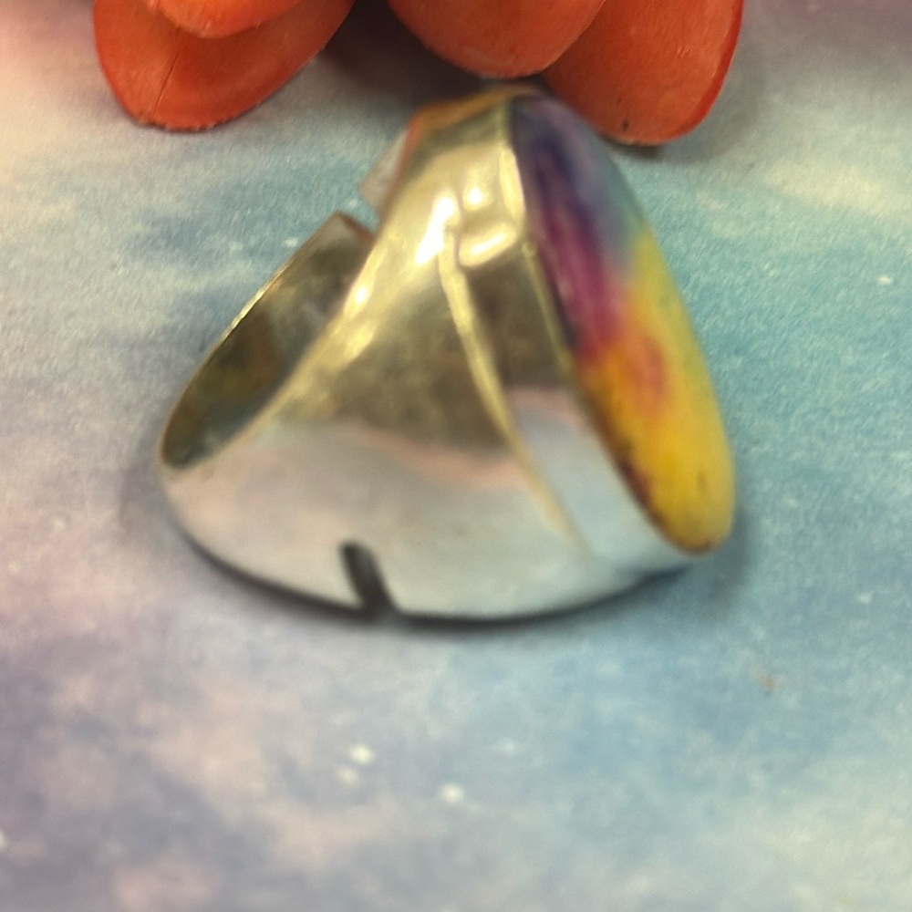 Rainbow Solar Quartz Silver Ring - image 4